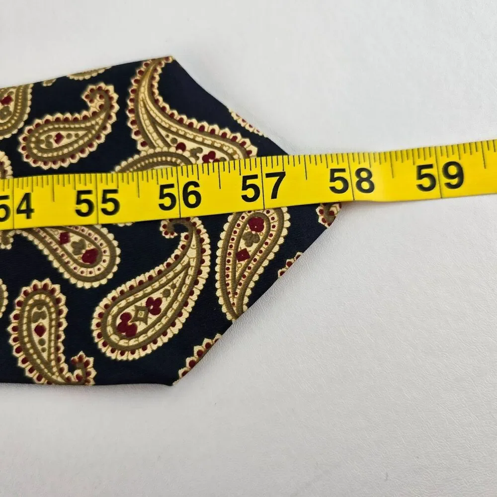 Banana Republic Tie Mens Blue Gold Paisley Silk Wide Necktie Made In Italy